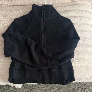 Black cropped scuba funnel neck